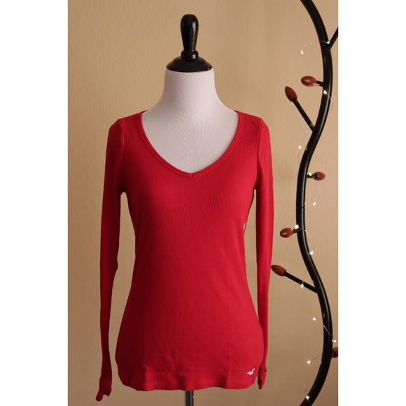 Hollister Tops Hollister Womens Plain Red Longsleeve Top Poshmark